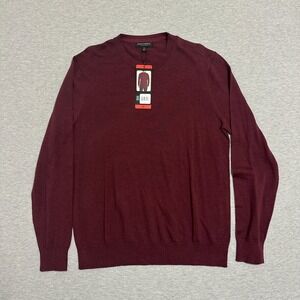 Banana Republic Merino Wool Crew Neck Sweater Dark Red Burgundy Mens Size M NWT